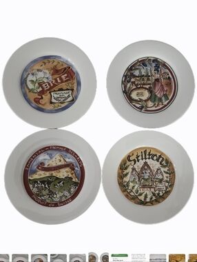 Restoration Hardware Set of four vintage  ceramic cheese appetizer plates